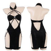 One piece spider velvet slip dress